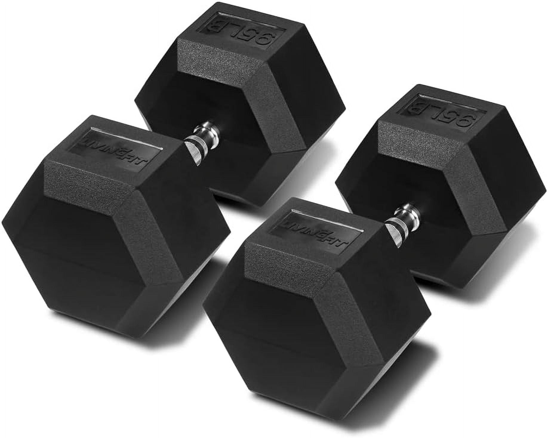 Rubber Encased Hex Dumbbell Hand Weights. Single Dumbbells Or Dumbbell