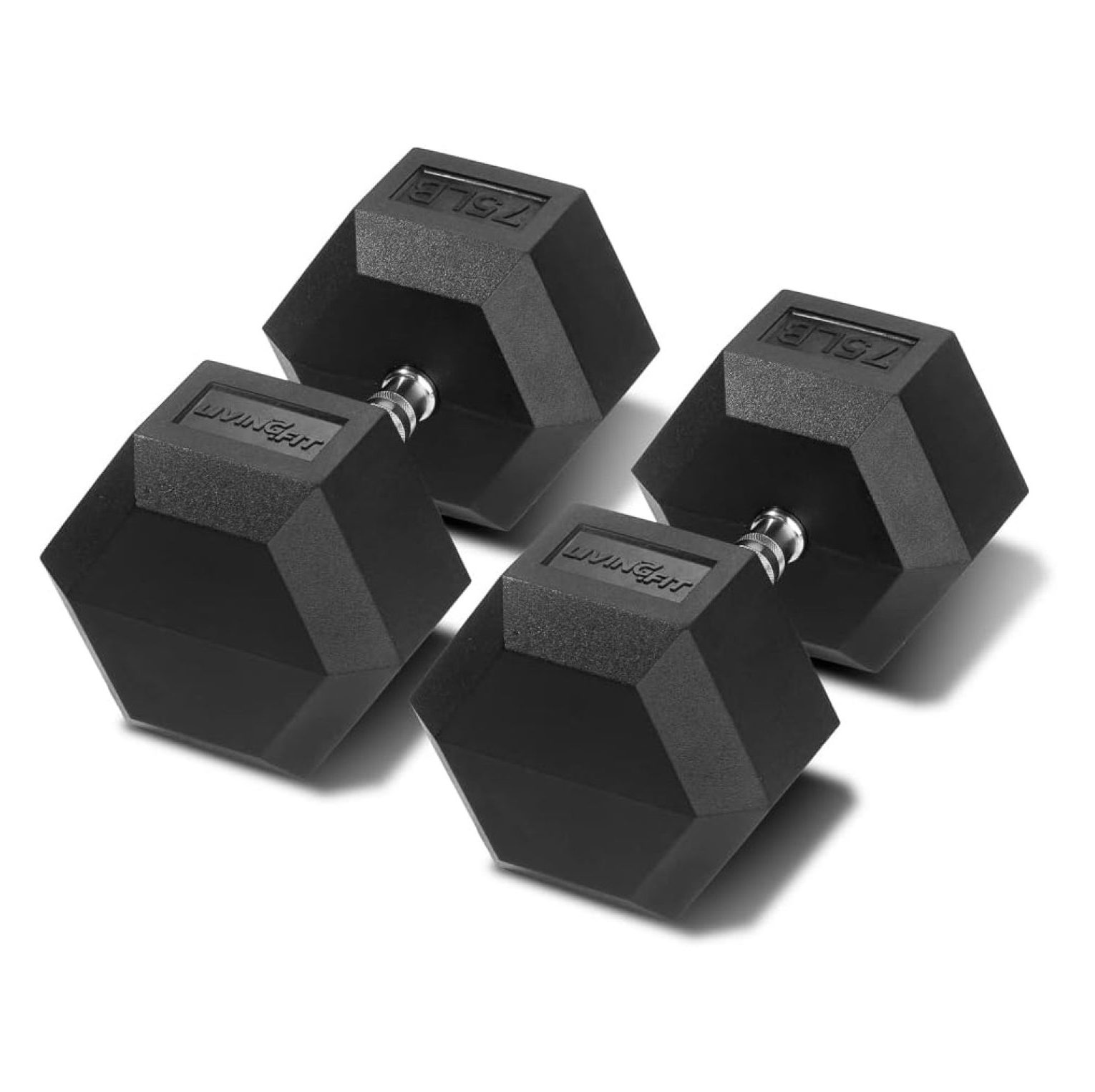 Rubber Encased Hex Dumbbell Hand Weights. Single Dumbbells or Dumbbell