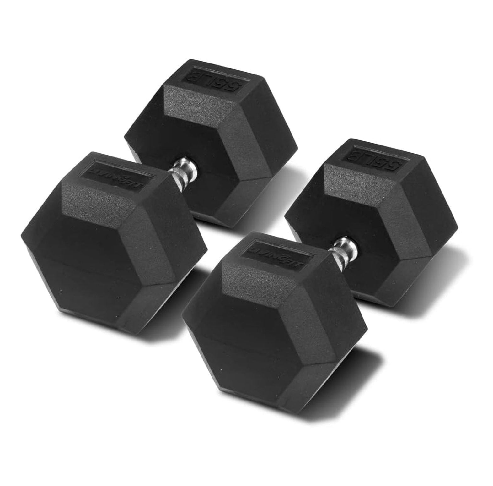 Rubber Encased Hex Dumbbell Hand Weights. Single Dumbbells or Dumbbell