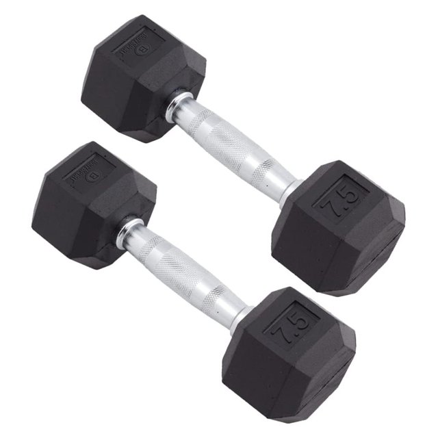 Rubber Encased Hex Dumbbell Weight, Pair Dumbbells for Exercises