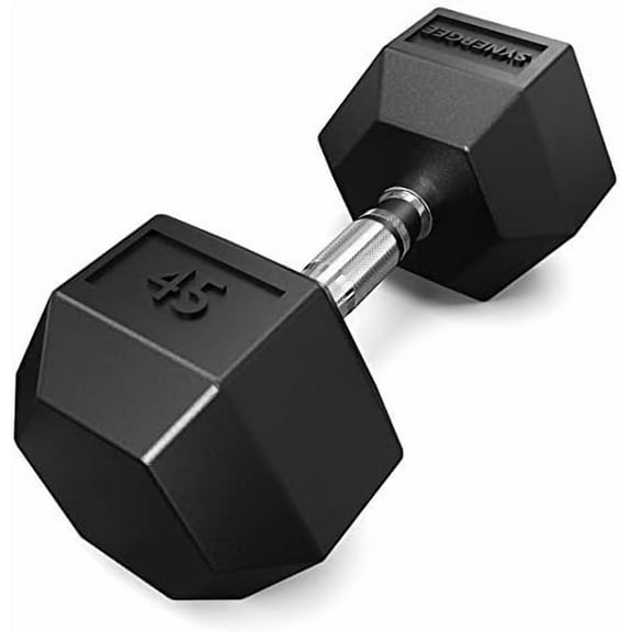 Rubber Encased Hex Dumbbells with Chrome Handle. All Purpose Weights for Strength & Conditioning Training. Available Size From 2.5 lbs to 50 lbs.
