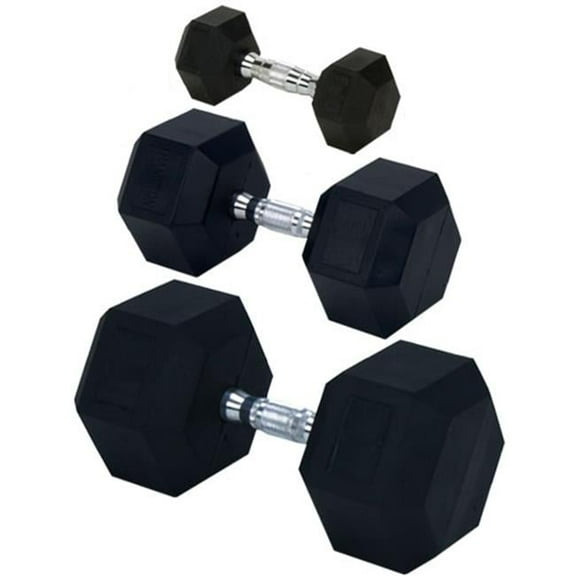 Rubber Encased Solid Hex Dumbbell, 5 lbs