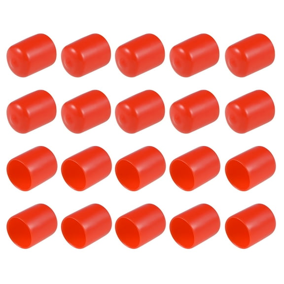 Rubber End Caps, 20mm ID 30mm Length Round End Cap Cover Red Screw Thread Protectors 20pcs