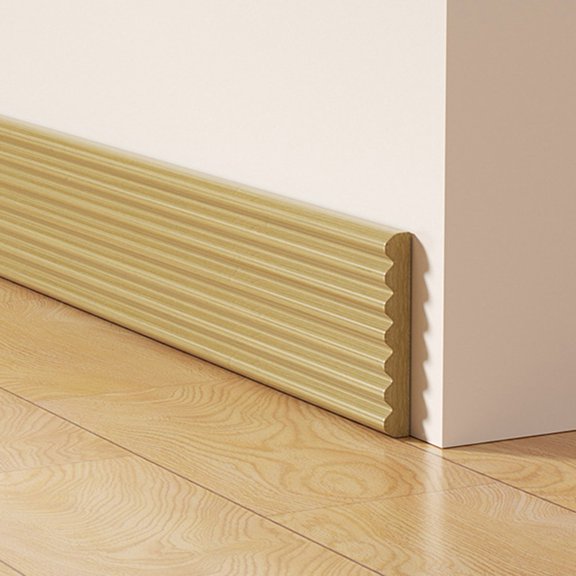 Rubber Faux Wood Baseboard 2m x 8cm Self Trim for Bathroom Kitchen Use