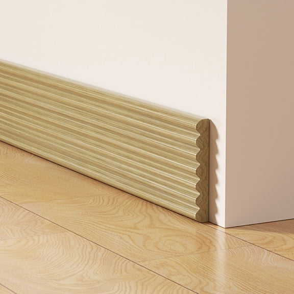 Rubber Faux Wood Baseboard 2m x 8cm Self Trim for Bathroom Kitchen Use