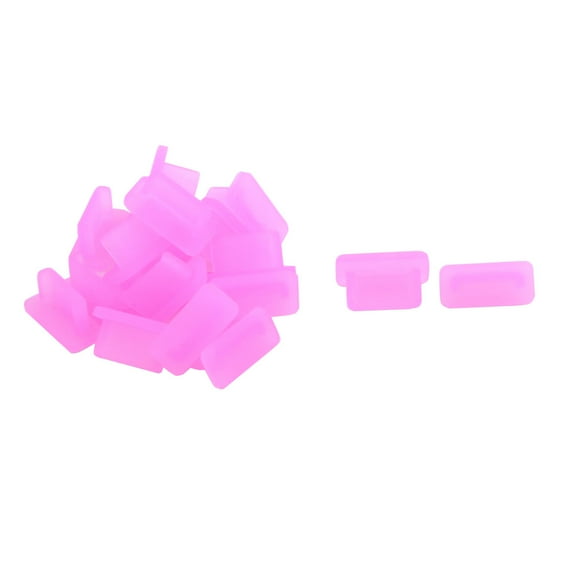 Rubber Female Port Cover Cap Plug Protector Fuschia 20pcs for USB Type C