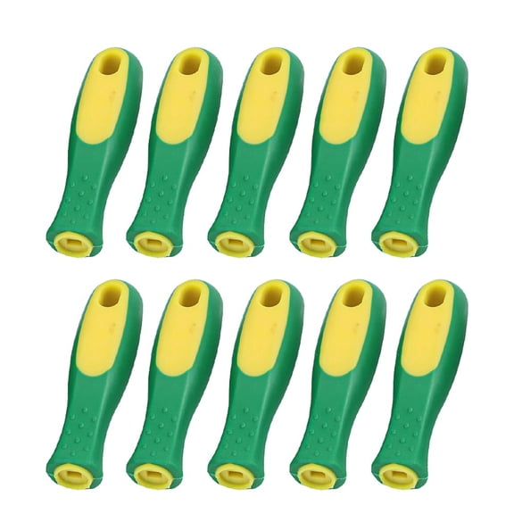 Rubber File Handles for Metal Files, Wood Rasps & Chainsaw Files Ergonomic 110 mm (4.33 in) Yellow and Green Tool Grips, 10-Piece Set