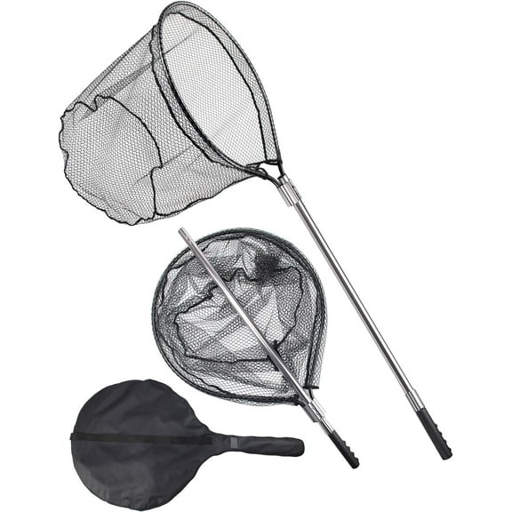 Rubber Fishing Net - Large Saltwater Fishing Landing Net with Telescoping Handle for Kayak Fishing - Extends 70 to 94 Inch, 27.5 Inch Depth