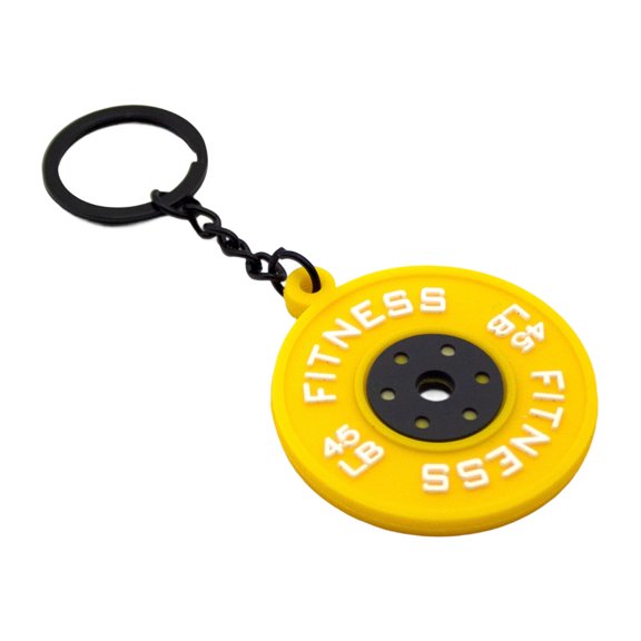 Rubber Fitness Keychain Weightlifting Theme 45lb Engraved Plate Keyring Lightweigh Barbell Plate Key Chain Accessory