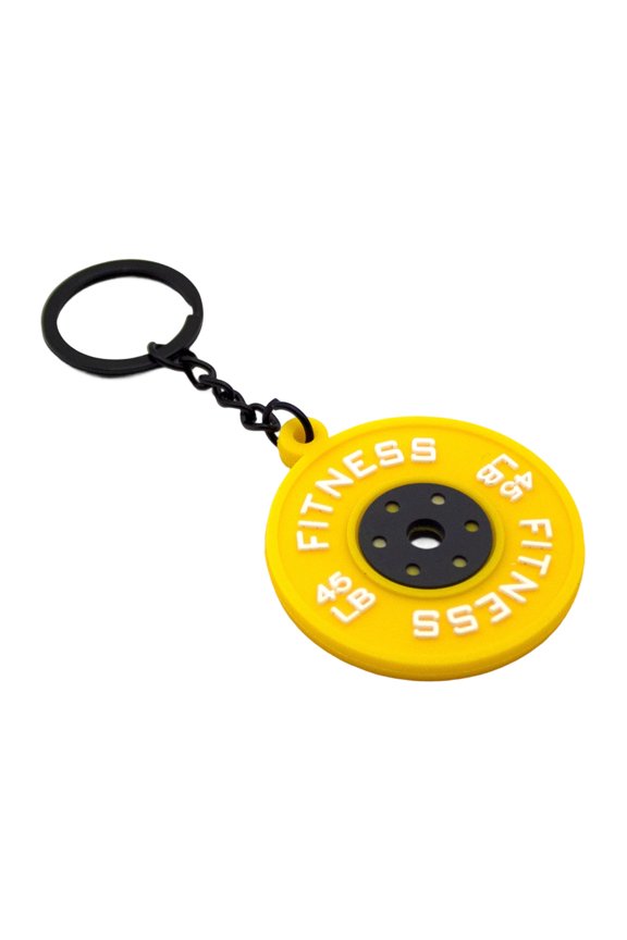 Rubber Fitness Keychain Weightlifting Theme 45lb Engraved Plate Keyring Lightweigh Barbell Plate Key Chain Accessory