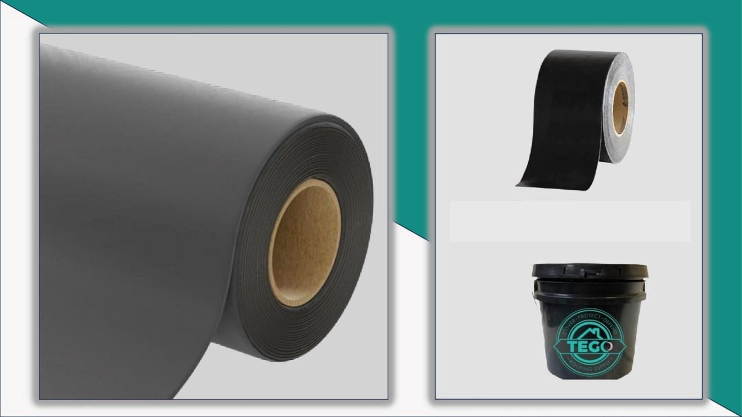 Rubber Flat Roofing Repair Kit 10' X 8' 45 Mil R Black EPDM with 1 Gallon of Adhesive and 12.5 feet of Black Bite Roofing Tape - Tego Roofing Supply