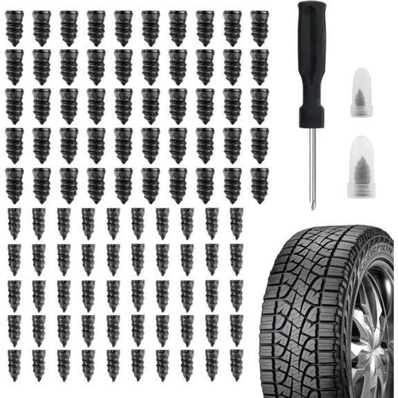 Rubber Flat Tire Repair Kit for Fast Repair of Tire Punctures,Tire Plug Kit with Screwdriver,Durable Car Tire Repair Kit Self-Service Repair Nails for Car Motorcycle Truck.