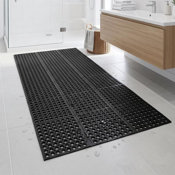 Rubber Floor Mat for Outdoor - 82.6 x 35.4 inch Large Heavy Duty Drainage Mats with Holes - Waterproof Non-Slip Floor Mat for Door, Commercial Kitchen, Pool, Restaurant, Entrance