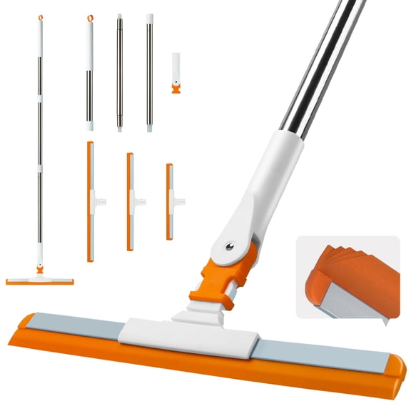 SEFREG Squeegee for Floor & Shower with 60" Long Steel Handle, Interchangeable 14/18/22" Rubber, Home & Commercial Flex Blade