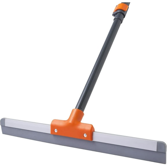 Rubber Floor Squeegee for Concrete Floor, Tile Floor, Metal Aluminium Heavy Duty Garage Shower Floor Squeegee Broom for Removing Water, Commercial Scrubber Mop with Extendable Long Handle