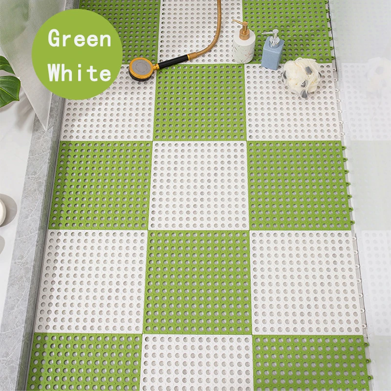 Rubber Floor Tiles Soft PVC Non-Slip Tile Splicing Shower Mat Outdoor ...