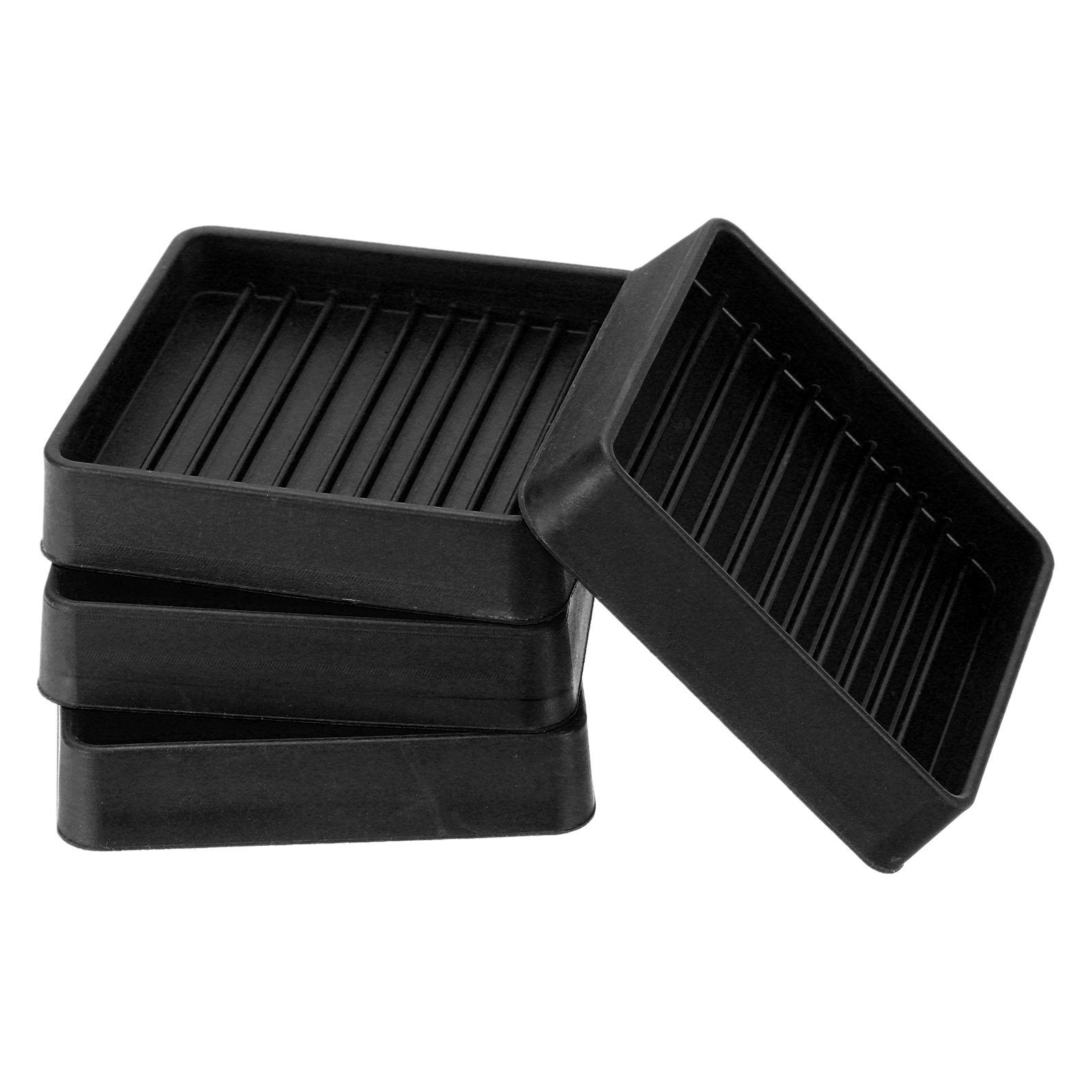 Rubber Furniture Pads, Non-Slip Furniture Coaster Square Anti Skid Caster Cups Furniture Feet Cup Floor Protectors Black 2.5"