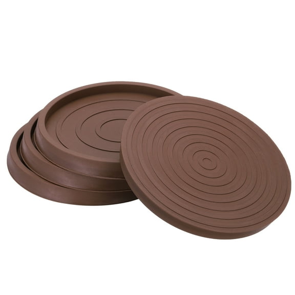 Rubber Furniture Pads, Non-Slip Furniture Coasters Round Anti Skid Caster Cups Furniture Feet Cup Floor Protectors Brown 4"