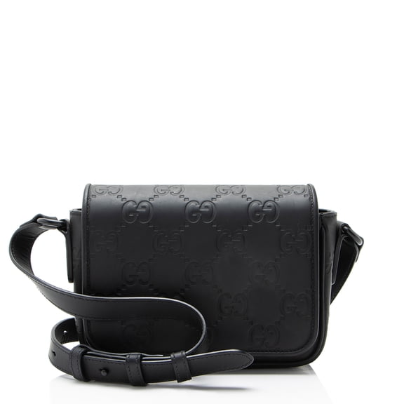 Pre-Owned Gucci Rubber GG Effect Calfskin Mini Messenger