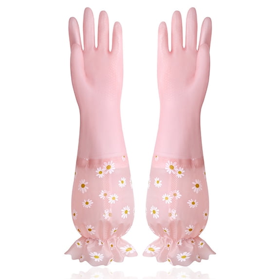 Rubber Gloves Dishwashing 16.53 in Long Waterproof Household Cleaning Gloves for Kitchen Laundry Tasks