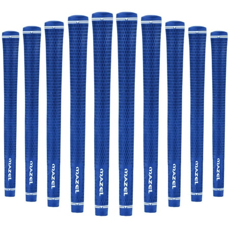 Rubber Golf Grips Set of 10 - Midsize/ Standard Non-Slip Performance All-Weather Golf Club Grips for Driver,Chipper,Iron,Hybrid - Blue