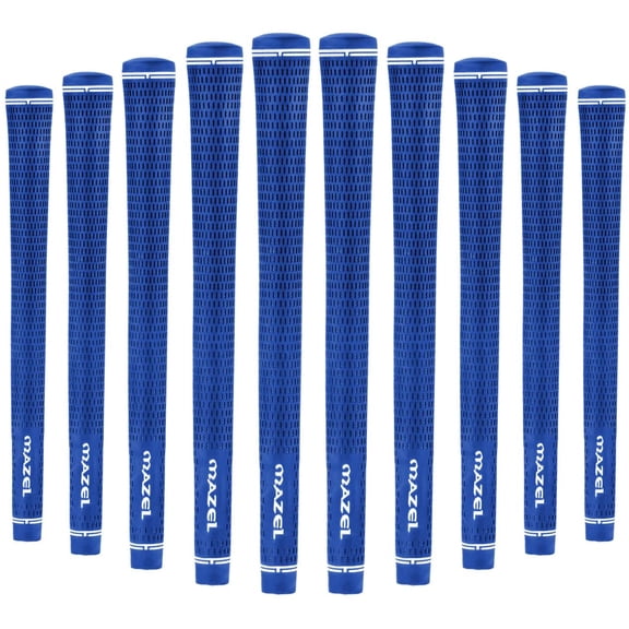Rubber Golf Grips Set of 10 - Midsize/ Standard Non-Slip Performance All-Weather Golf Club Grips for Driver,Chipper,Iron,Hybrid - Blue