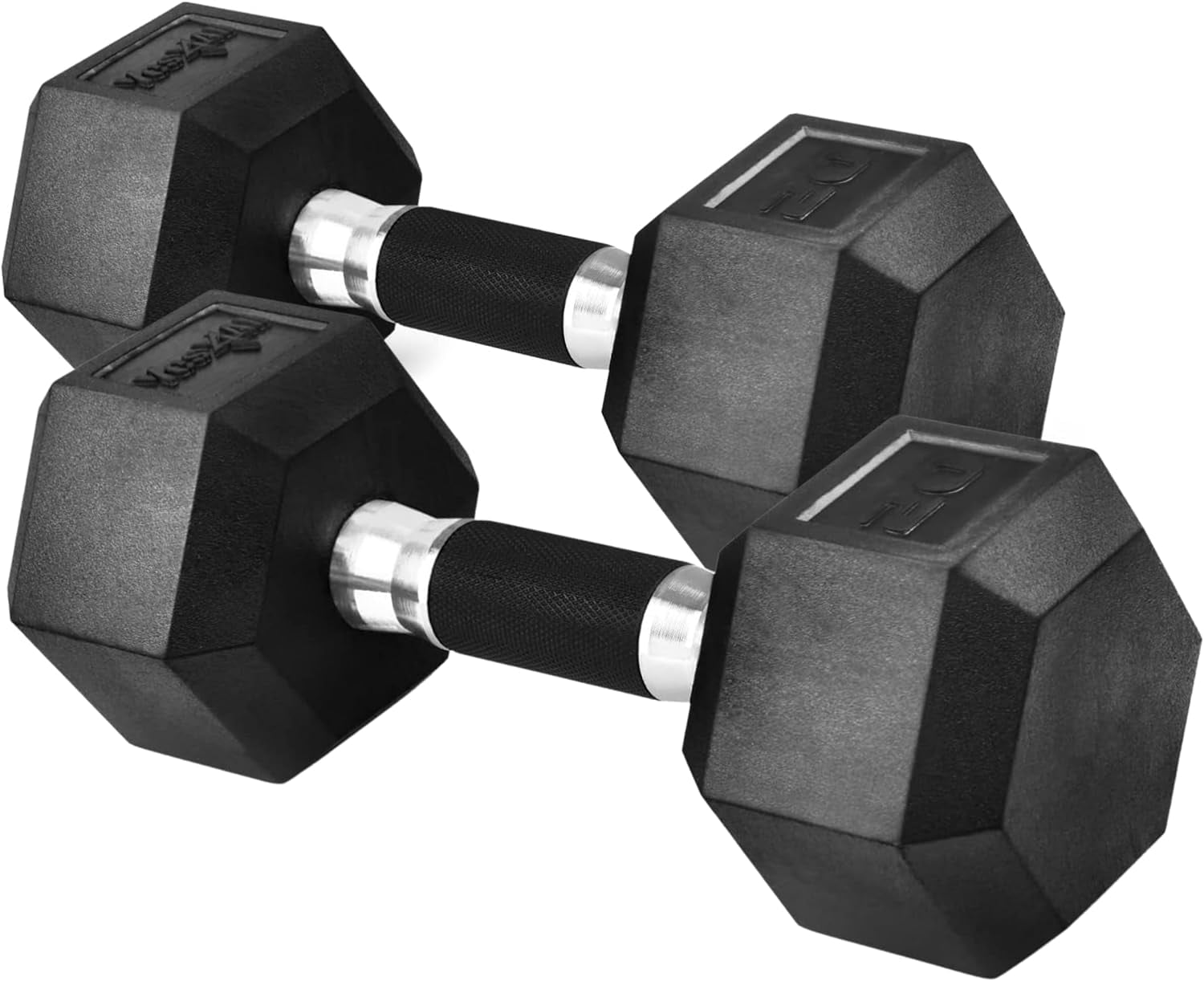 Rubber Grip Encased Hex Dumbbells Hand Weights With AntiSlip 20 LBS Pair/Set