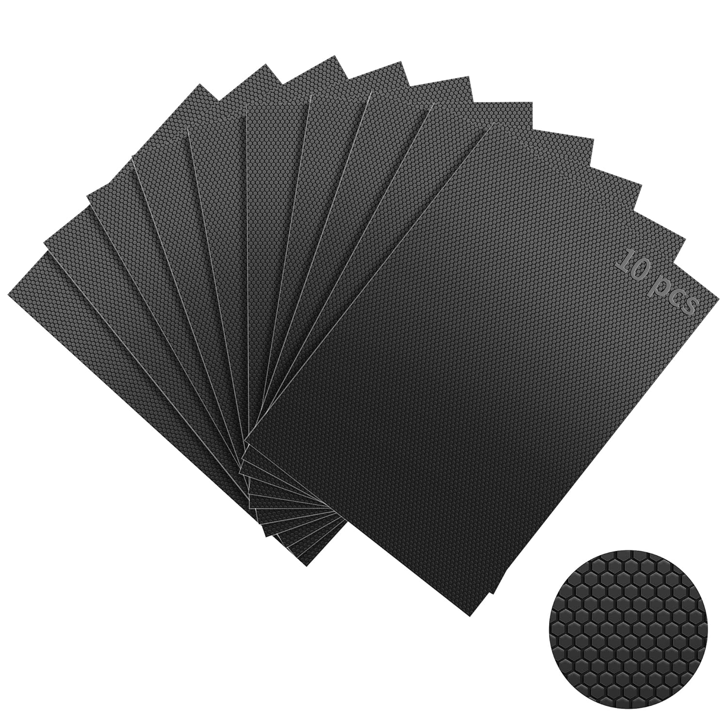 Rubber Grip Tape, 10 Pcs Strong Adhesive Non-Slip Tape, Enhanced Cuttable, Heat Resistant, Customizable with Grip for Handles and Contact Surfaces (Black, 6In x 9In)