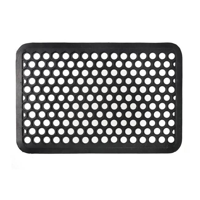 Harold Black Heavy-Duty Non-Slip Rubber Outdoor Door Mat - 24x16 Inches