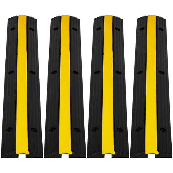 Rubber Hose Ramp 4 Pack 40" x 6" x 1.2", 22046 lbs Load Capacity, 1-Channel Cable Protector for Driveway, Garage, Outdoor & Workshop
