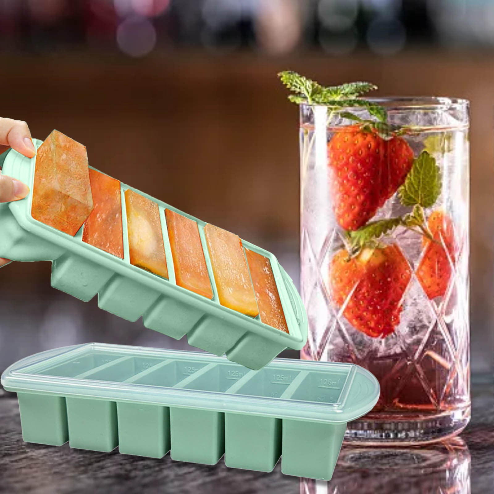 Rubber Ice Trays Ice Tray with Silicone Ice Cubes Trays Mini Crushed ...