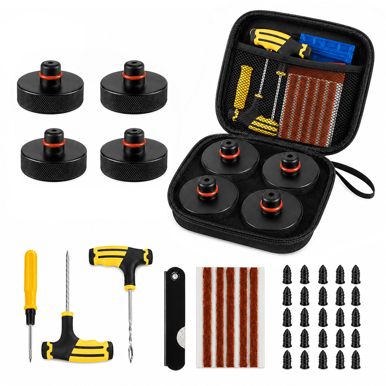 Rubber Jack Pucks Accessories Compatible with Tesla Model 3/Y/S/X , Universal Tire Repair Tools Set with Storage Case, Fit 2016-2026 Tesla Vehicles