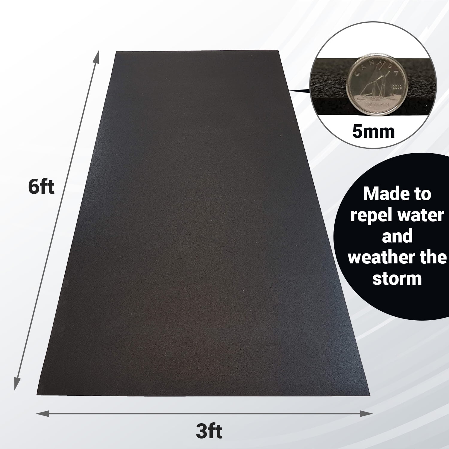 Rubber Cal Maxx-Tuff 1/2 in. x 48 in. x 72 in. Black Heavy Duty Rubber Floor Protection Mat