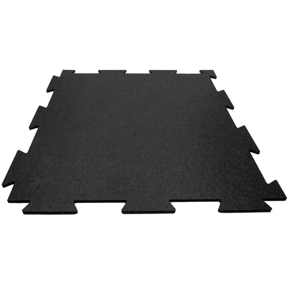 Rubber King Interlocking Rubber Gym Floor Tiles 6mm 19"x19" 10 pc, Black