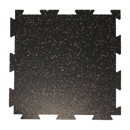 Rubber King Interlocking Rubber Gym Floor Tiles 6mm 19"x19" 10 pc, Red/Grey