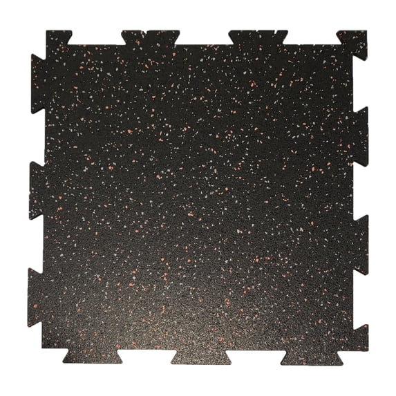 Rubber King Interlocking Rubber Gym Floor Tiles 6mm 19"x19" 10 pc, Red/Grey