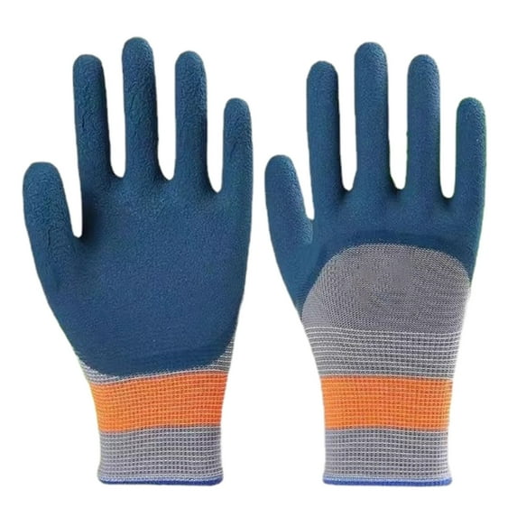 Rubber Latex Coated Work Gloves - Crinkle Grip Pattern for Maximum Traction - Heavy Duty Cotton Knit for Construction, Gardening & Industrial Use - Durable & Flexible Protection