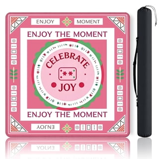 Rubber Mahjong Mat for Table - 31.5" x 31.5" Square Mahjong Table Mat, 2mm Thick Non-Slip & Silent Board Game Mat with Carrying Bag for American Mahjong, Poker, Dominoes (Pink)