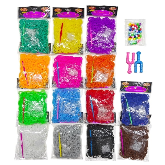 14 Colors Rubber Band Bracelet Kit, 6400+pcs Loom Bracelet Making Kit for Kids, Rubber Bands Refill Loom Set, Bracelet Making Kit for Art and Craft