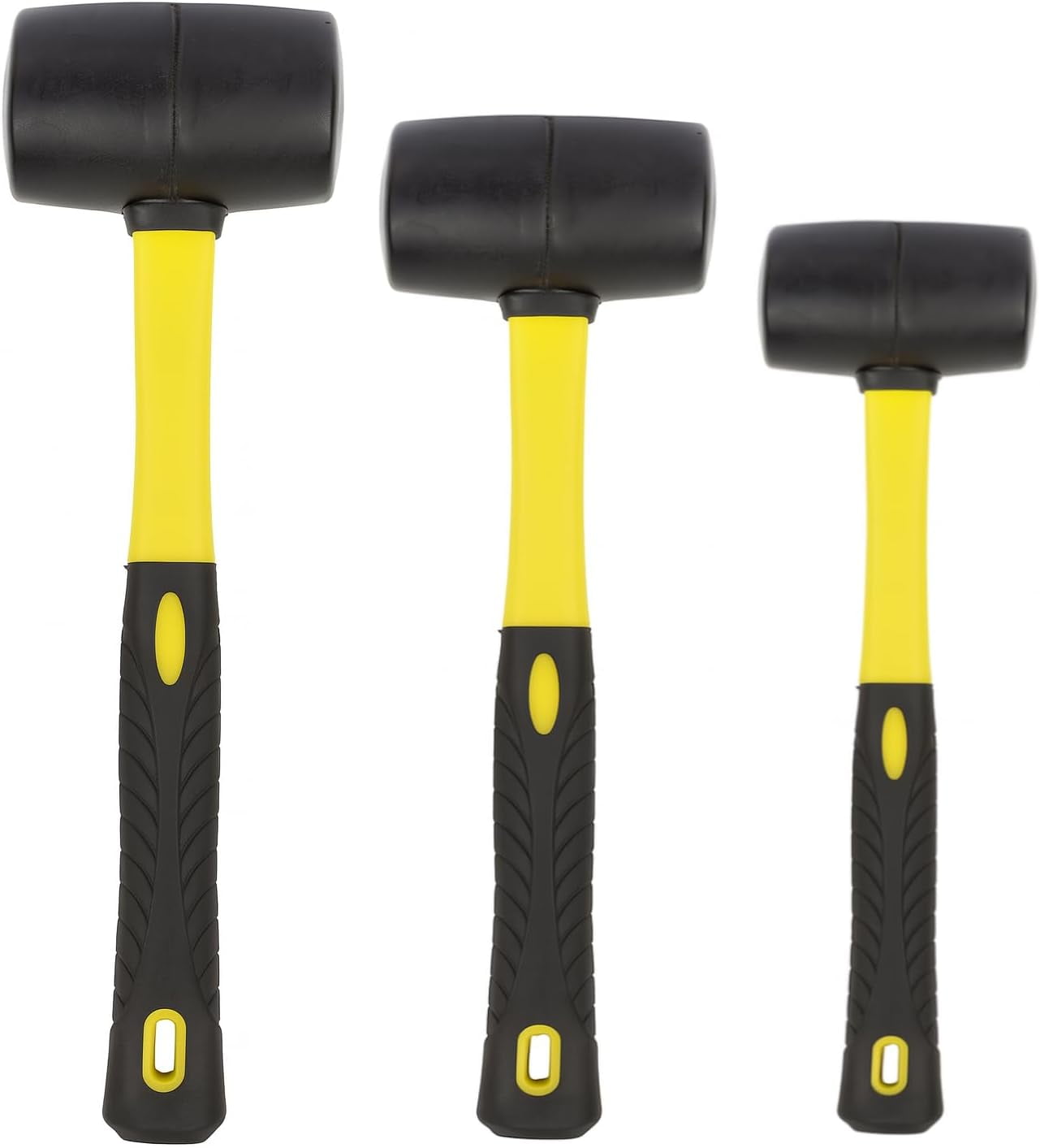 - Rubber Mallet Set 3 Sizes (8 oz, 16 32 oz) Durable Low Recoil Heads with Sure Grip Fibergla Handles