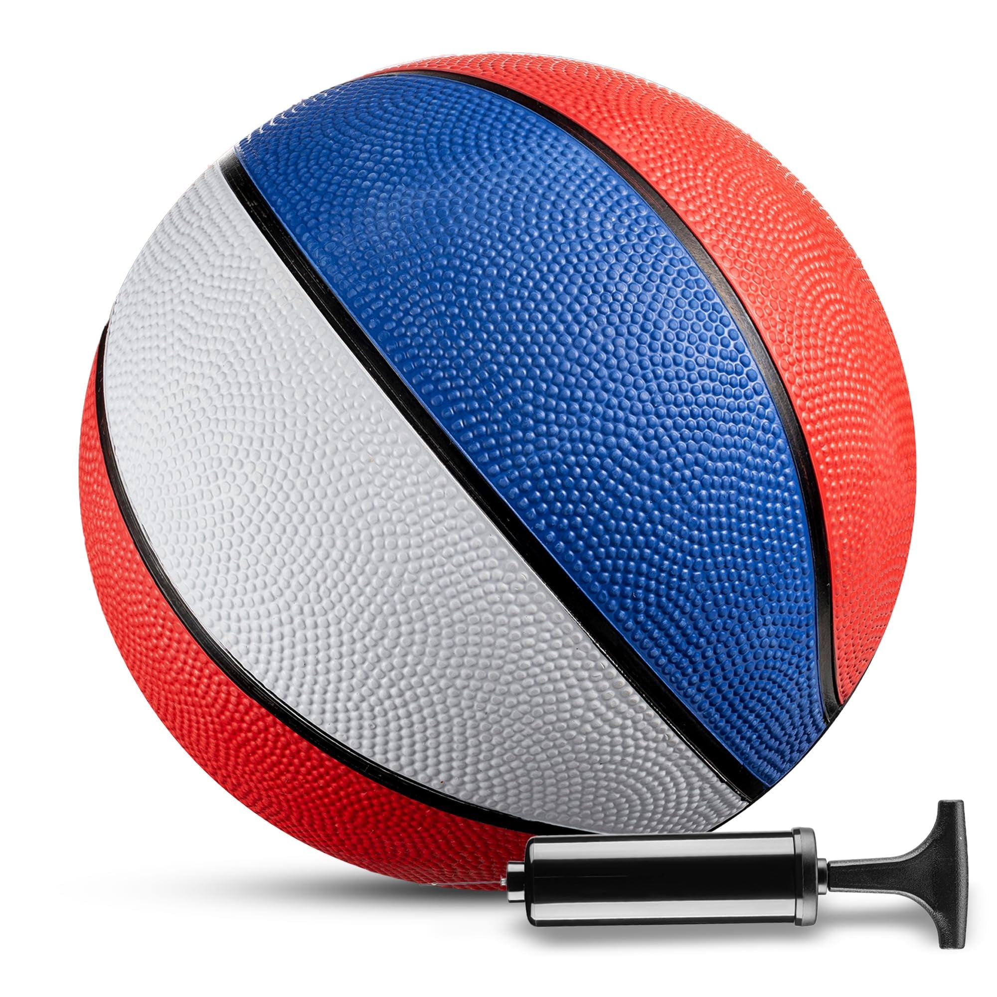 Rubber Mini Basketball - 7 Inch, Size 3 - Mini Hoop Outdoor kids Basketball Set for Small Hoops Indoor & Outdoor Pool Parties - Kids Birthday Gifts, Red White & Blue (1-Pack)