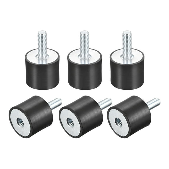 Rubber Mount 6 Pack M8 Male/Female Vibration Isolator Shock Absorber, D30mmxH25mm