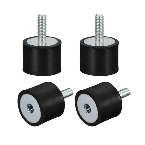 Rubber Mounts 4 Pack M6 Male/Female Vibration Isolator Shock Absorber D25mmxH20mm