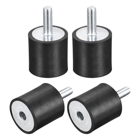 Rubber Mounts 4 Pack M6 Male/Female Vibration Isolator Shock Absorber D25mmxH25mm