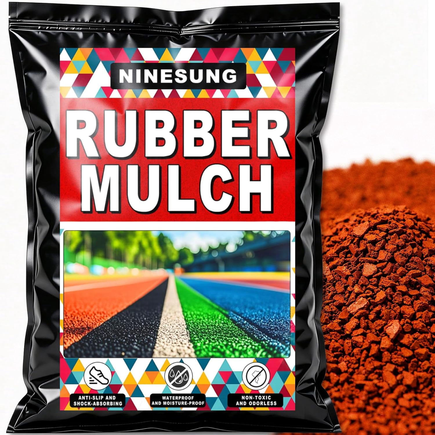 Rubber Mulch, Plastic Running Track Material for Place Kindergarten Playground Outdoor Park School Sports Tennis Court Pitch Runway - Rubber Mulch for Landscaping (Iron Red, 2 Pounds)