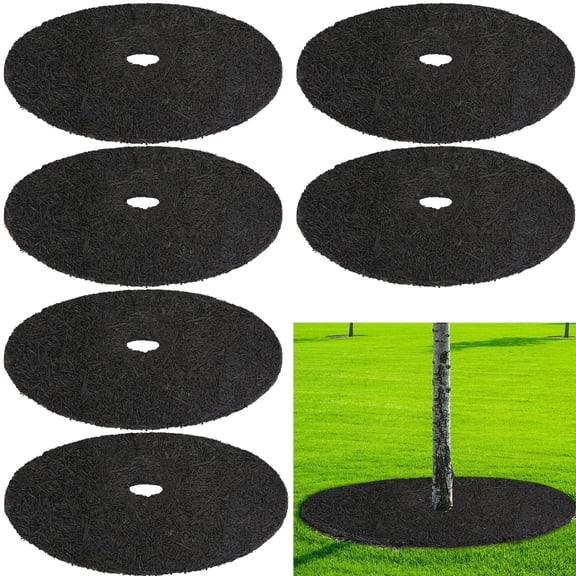 Rubber Mulch Tree Ring, Heavy Duty Rubber Mulch Mat, Tree Protector Weed Barrier Mats, Round Root Barrier for Root Protection Weed Grass Control
