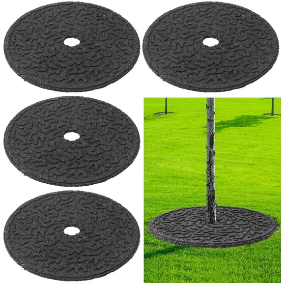 Rubber Mulch Tree Ring, Heavy Duty Rubber Mulch Mat, Tree Protector Weed Barrier Mats, Round Root Barrier for Root Protection Weed Grass Control