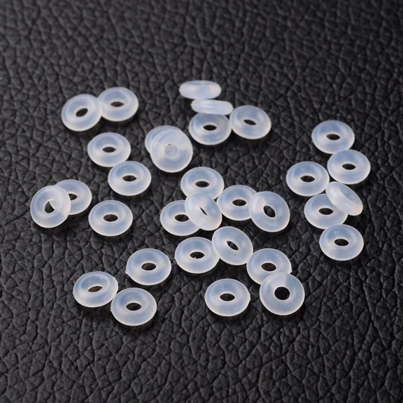 Rubber O Rings Donut Spacer Beads Fit European Clip Beads Clear 6x2mm Hole: 3mm