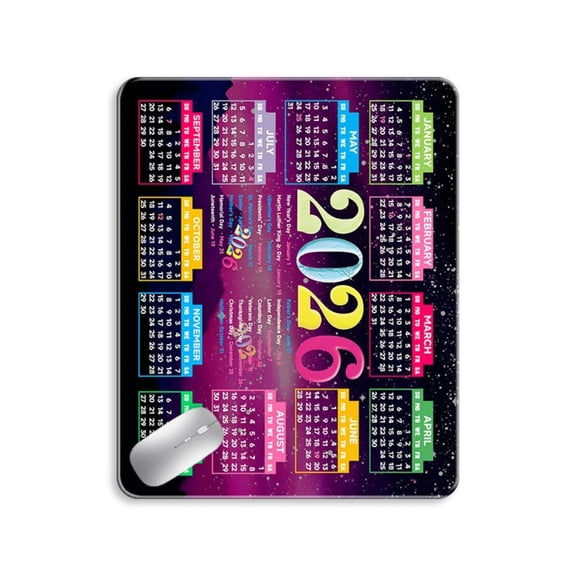 Rubber Pad with 2026 Annual Calendar Anti Slip Base Mat for New year Computer Use and Easy Cleaning