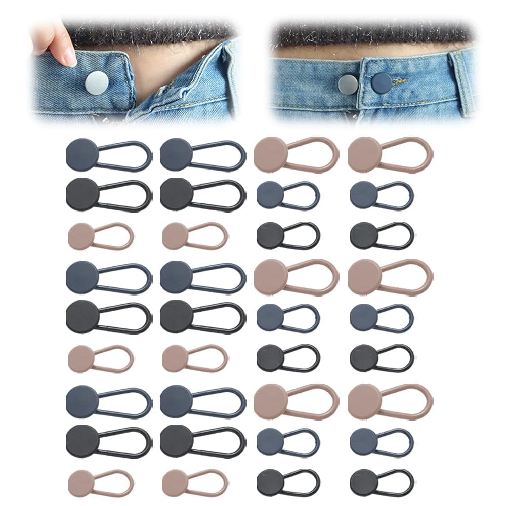 Rubber Pant Waistband Extender Button, 2025 New Button Extenders for Jeans, Waist Extenders for Pants for Men, Button Extenders for Pants for Women, No Sew Waist Extensions for 1-1.8 Inches (12)